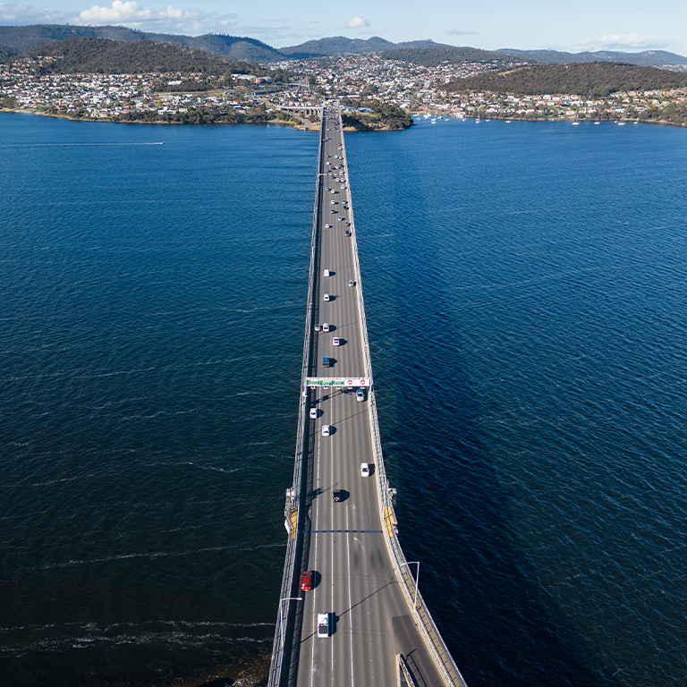 Aerial view of a walkway bridge