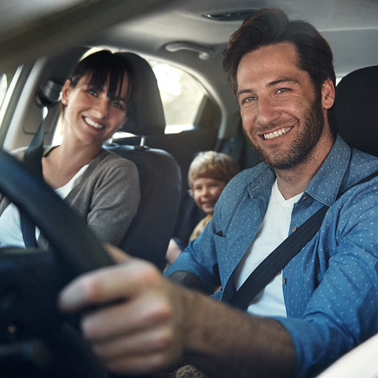 young family on a road trip