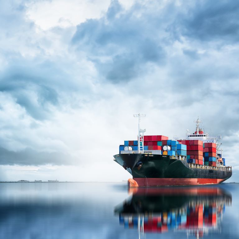 International container cargo ship in the ocean