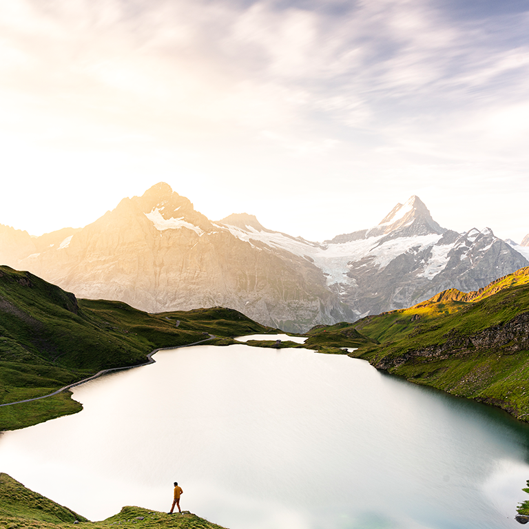 Mountains and lake aerial view